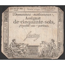 ASSIGNAT DE 50 SOLS - 23/05/1793 - DOMAINES NATIONAUX - SERIE 1742