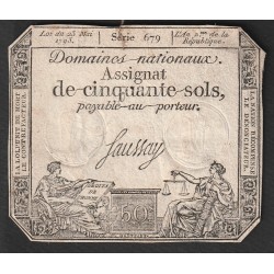 ASSIGNAT DE 50 SOLS - 23/05/1793 - DOMAINES NATIONAUX - SERIE 679