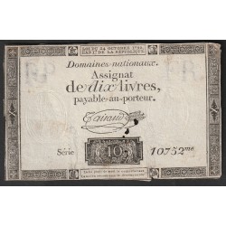 ASSIGNAT DE 10 LIVRES - 24/10/1792 - DOMAINES NATIONAUX - SERIE 10752