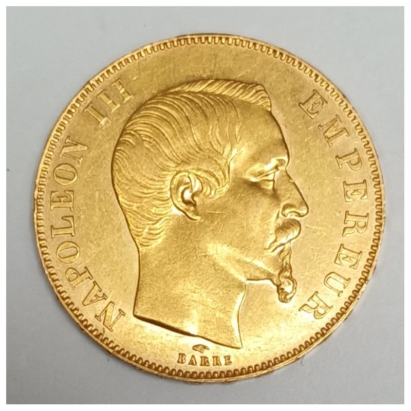 GADOURY 1111 - 50 FRANCS 1858 A - OR - NAPOLEON III - TETE NUE