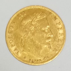 FRANKREICH - KM 803 - 5 FRANCS 1867 BB – Straßburg – GOLD – NAPOLEON III – Lorbeerkranzkopf – Kreuz auf der Wange, sonst VF