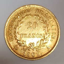 FRANCE - KM 687 - 20 GOLD FRANCS 1808 IN PARIS - NAPOLEON 1ST TYPE