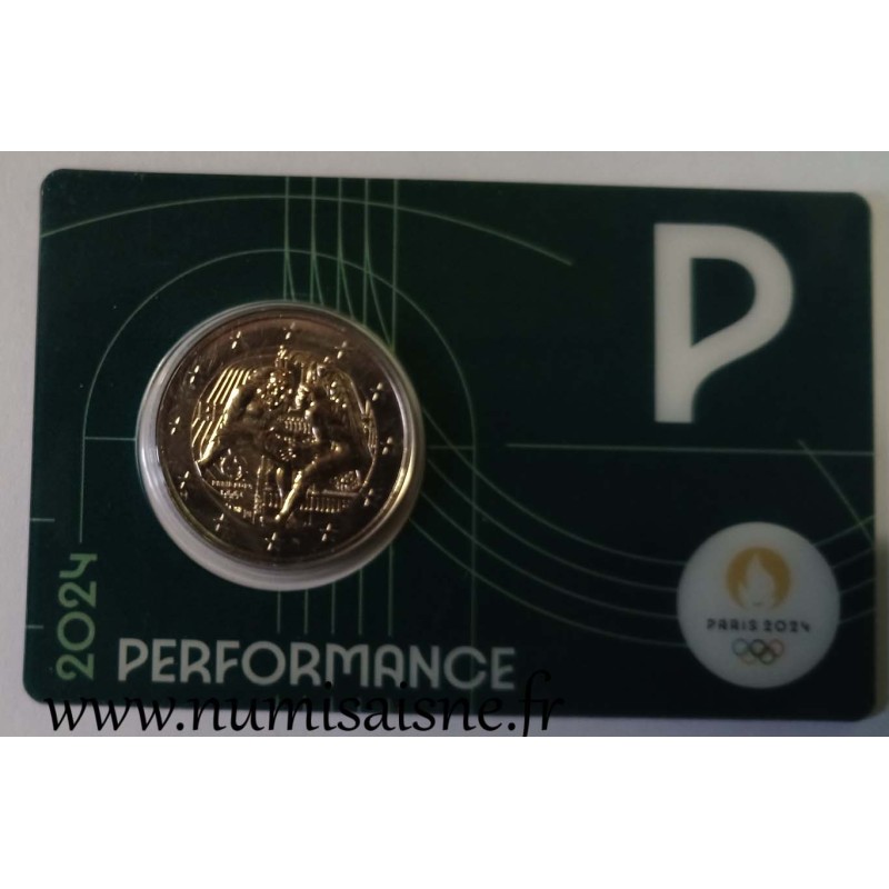 FRANKREICH - 2 EURO 2024 - OLYMPISCHE SPIELE 2024 - HERKULESKAMPF - NOTRE DAME - GRÜNE COINCARD „P“