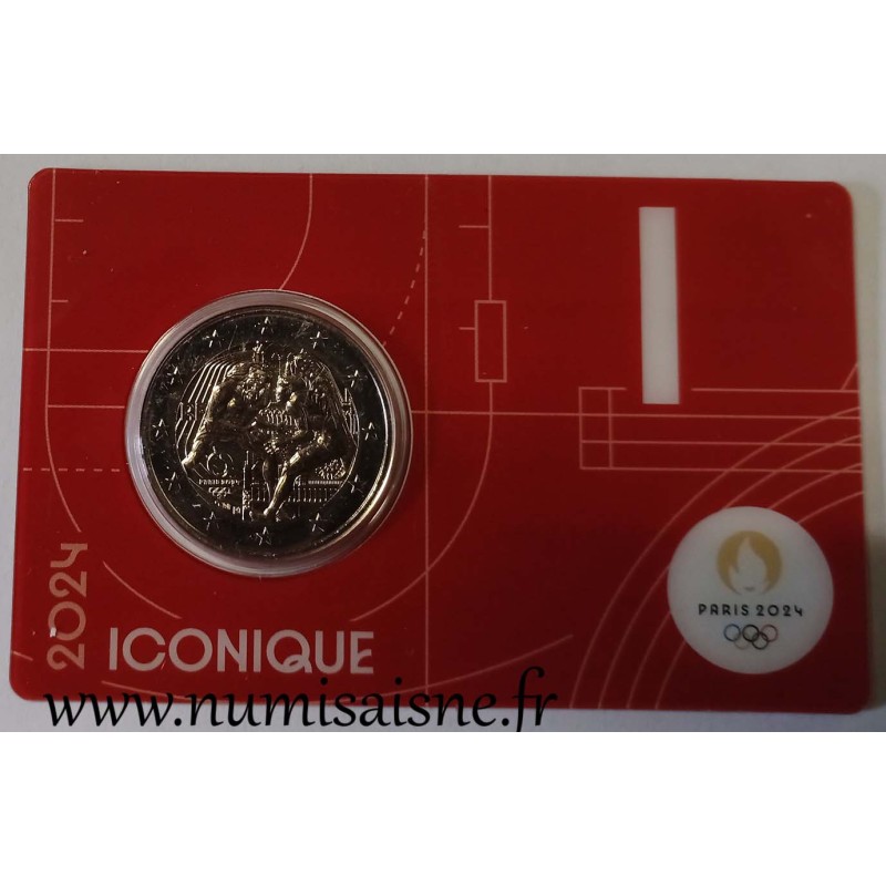 FRANCE - 2 EURO 2024 - OLYMPIC GAMES 2024 - HERCULES FIGHT - NOTRE DAME - RED COINCARD "I"