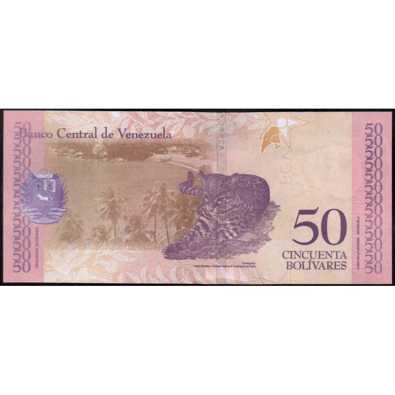 VENEZUELA - PICK 105 a - 50 BOLIVARES - 01/18/2018 - ANTONIO JOSE DE SUCRE - FELLIN OCELOT