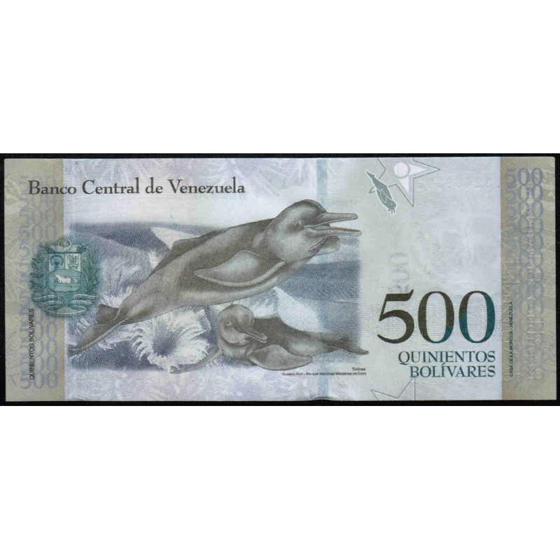 VENEZUELA - PICK 94 b - 500 BOLIVARES - 03/23/2017 - FRANCISCO DE MIRANDO - DOLPHINS