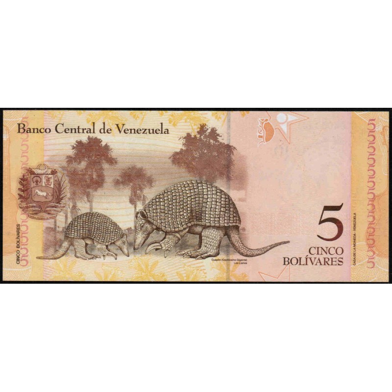 VENEZUELA - PICK 89 e - 5 BOLIVARES - 03/02/2011 - PEDRO CAMEJO - GIANT TATOO