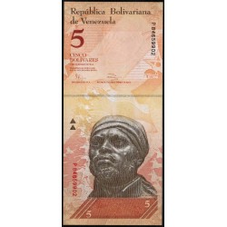 VENEZUELA - PICK 89 e - 5 BOLIVARES - 03/02/2011 - PEDRO CAMEJO - GIANT TATOO