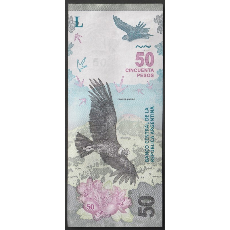 ARGENTINIEN - PICK 363 - 50 PESOS (2018-2020) - ANDEN KONDOR - BLUMEN - a2 – GMS EMO-Signaturen