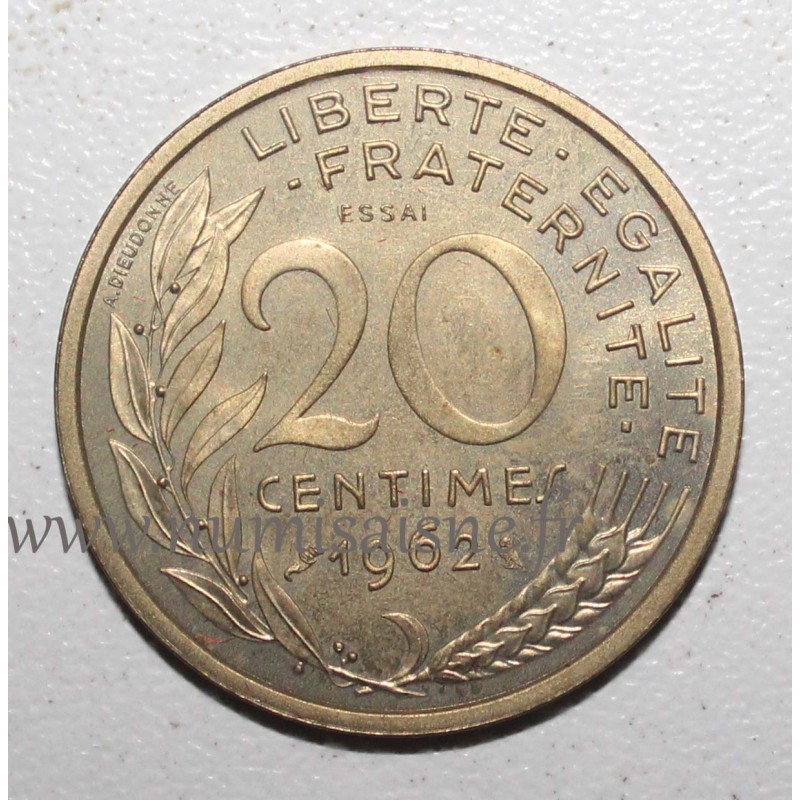 FRANKREICH - KM 930 - 20 CENTIMES 1962 - Type Marianne - 3 Falten - Essai