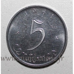 FRANCE - KM 927 - 5 CENTIMES 1961 - Type Ear of wheat - Essai