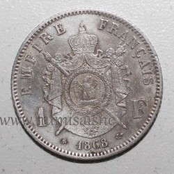 GADOURY 463 - 1 FRANC 1868 BB - Strasbourg - TYPE NAPOLEON III - Tête laurée - KM 806.1