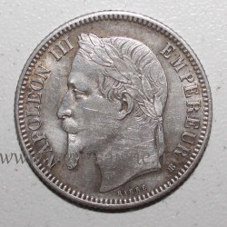 FRANCE - KM 806 - 1 FRANC 1868 BB - Strasbourg - TYPE NAPOLEON III - Laureate head