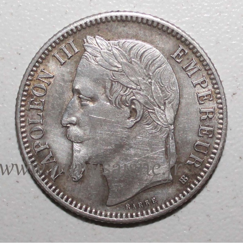 GADOURY 463 - 1 FRANC 1868 BB - Strasbourg - TYPE NAPOLEON III - Tête laurée - KM 806.1