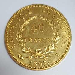 FRANKREICH - REPRODUKTION - 40 FRANCS 1807 - NAPOLEON 1. - VERGOLDETES KUPFER