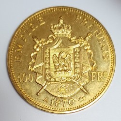 FRANKREICH - REPRODUKTION - 100 FRANKEN 1870 - NAPOLEON III - VERGOLDETES KUPFER