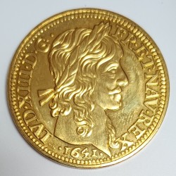 FRANCE - REPRODUCTION - LOUIS D'OR - LOUIS XIII - 1641 - CUIVRE DORÉ