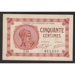 75 - PARIS - 50 CENTIMES - 10/03/1920 - PARIS HANDELSKAMMER