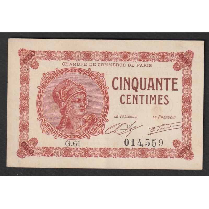 75 - PARIS - 50 CENTIMES - 10/031920 - PARIS CHAMBER OF COMMERCE