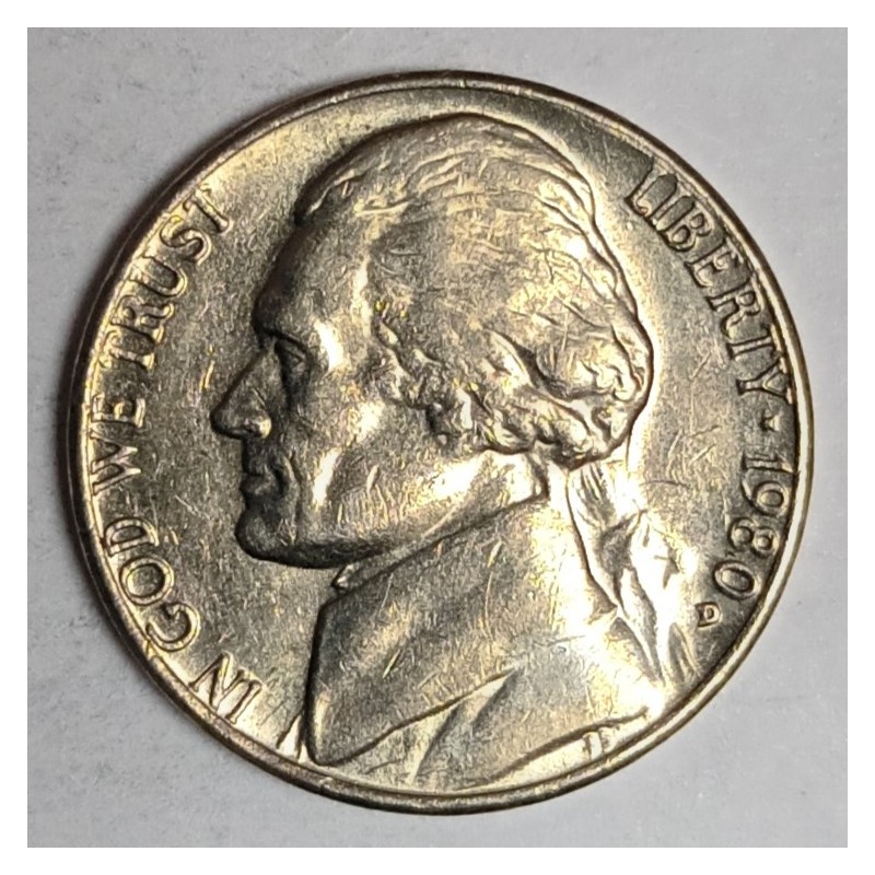 VEREINIGTE STAATEN - KM A192 - 5 CENTS 1980 D - Denver - THOMAS JEFFERSON