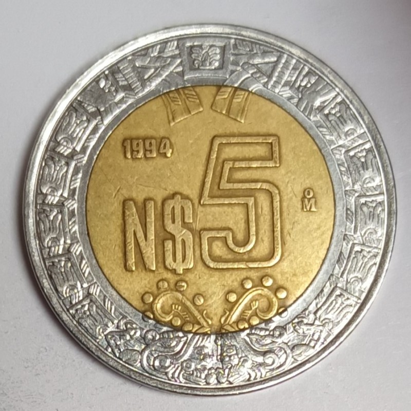 MEXICO - KM 552 - 5 NEW PESOS 1994 - EAGLE