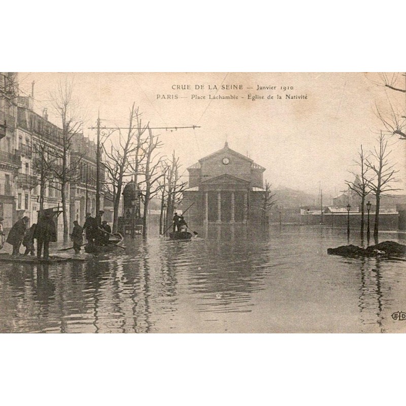 Kommitat 75 - PARIS - Überschwemmungen 1910 - Lachambie Platz - Kirche