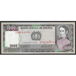 BOLIVIA - PICK 167 a - 1 000  PESOS BOLIVIANOS - 25/06/1982 - UNC