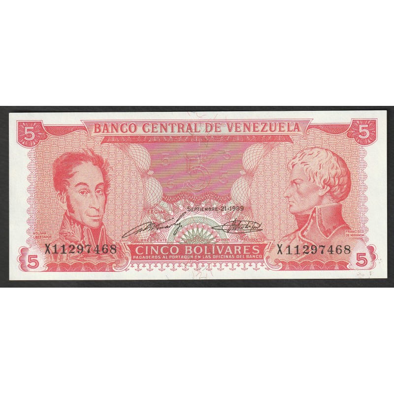 VENEZUELA - PICK 70  - 5 BOLIVARES - 21/09/1989