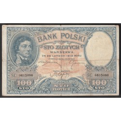 POLEN - PICK 57 - 100 ZLOTYCH - 28/02/1919 (1924)