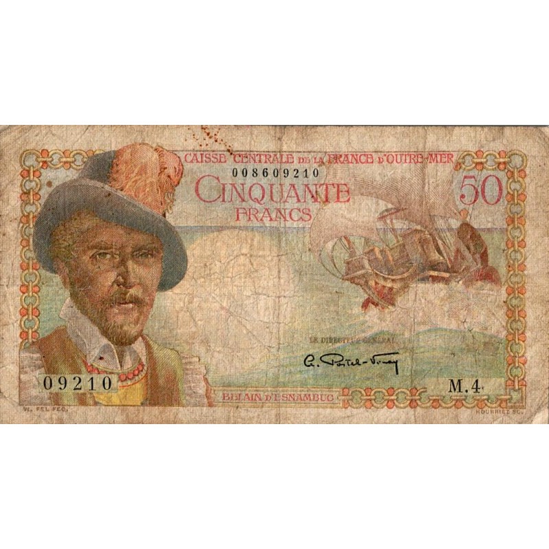 AFRIQUE EQUATORIALE FRANCAISE - PICK 23 - CAISSE CENTRALE DE LA FRANCE D'OUTRE MER - 50 FRANCS D'ESNAMBUC (1947)