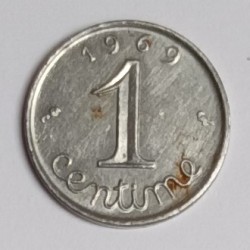 FRANCE - KM 928 - 1 CENTIME 1969 - TYP EAR OF WHEAT - 9 WITH A LONG TAIL