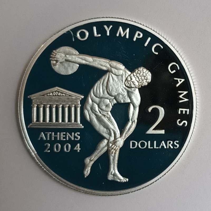 COOKINSELN - KM 1119 - 2 DOLLAR 2002 - 2004 OLYMPISCHE SPIELE IN ATHEN