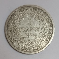 GADOURY 743 - 5 FRANCS 1870 A - Paris - TYPE CERES AVEC LEGENDE