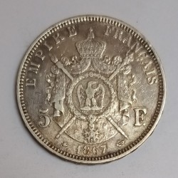 FRANKREICH - KM 799 - 5 FRANCS 1867 A - PARIS - TYP NAPOLEON III