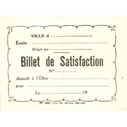 RÉCOMPENSE SCOLAIRE - BILLET DE SATISFACTION