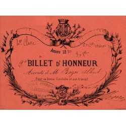 RÉCOMPENSE SCOLAIRE - BILLET D'HONNEUR - 1880