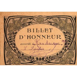 RÉCOMPENSE SCOLAIRE - BILLET D'HONNEUR