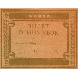 RÉCOMPENSE SCOLAIRE - BILLET D'HONNEUR - WEBER