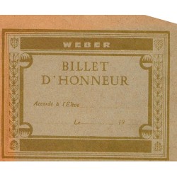 RÉCOMPENSE SCOLAIRE - BILLET D'HONNEUR - WEBER