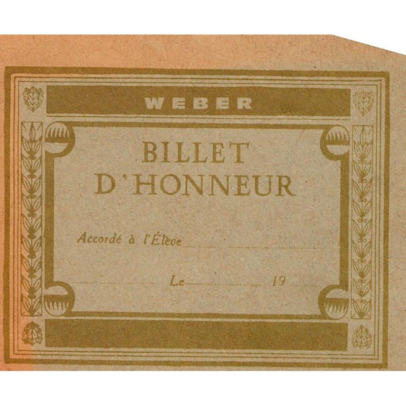 SCHOOL AWARD - HONORARY TICKET - WEBER