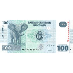 CONGO - RÉPUBLIQUE DÉMOCRATIQUE - PICK 98 - 100 FRANCS - 30/06/2013 - ELEPHANT