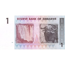 ZIMBABWE - PICK 65  - 1 DOLLAR - 2007 - BUFFLE