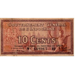 INDOCHINE - PICK 85 d - 10 CENTS - NON DATE (1939)