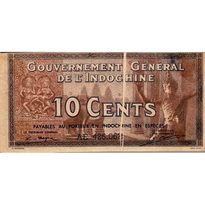 INDOCHINA - PICK 85 e - 10 CENTS - UNDATE (1939)