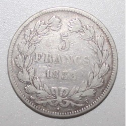 FRANCE - KM 749 - 5 FRANCS 1833 T - Nantes - TYPE LOUIS PHILIPPE 1