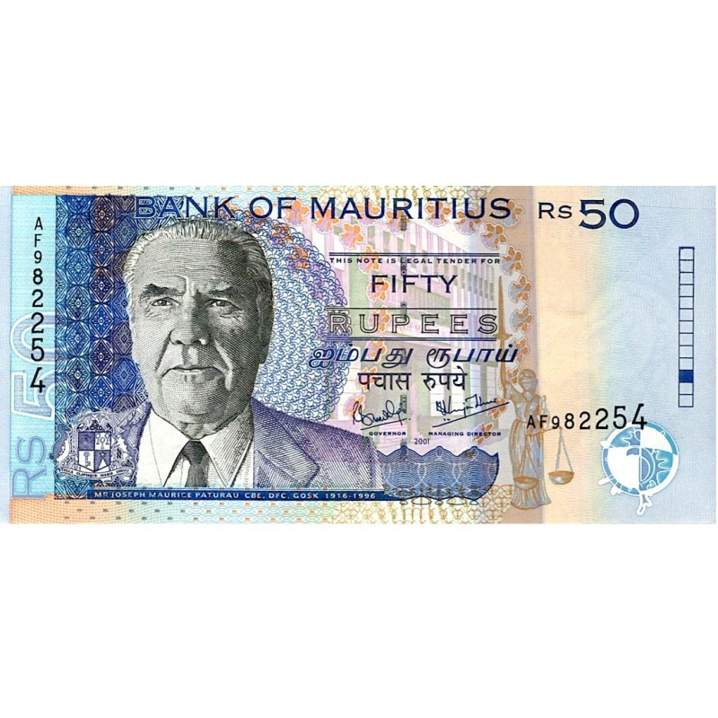 MAURITIUS ISLANDS - PICK 50 b - 50 RUPEES - 2001