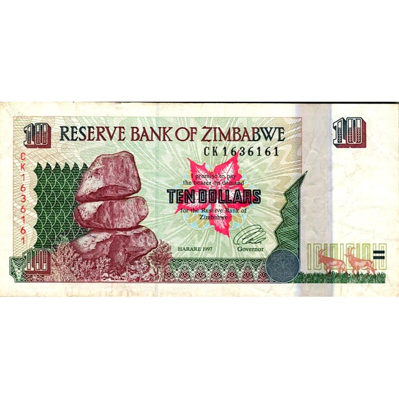 ZIMBABWE - PICK 6 a  - 10 DOLLARS - 1997 - SIGN 3