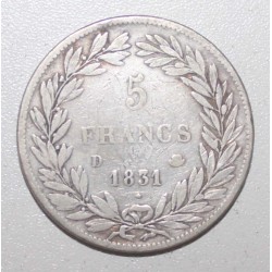 FRANCE - KM 744 - 5 FRANCS 1831 D - Lyon - TYPE LOUIS PHILIPPE 1