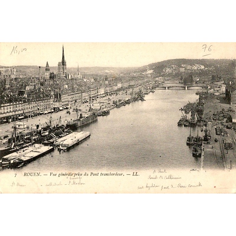 BATEAU - ROUEN. VUE GENERALE PRISE DU PONT TRANSBORDEUR