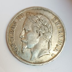 FRANKREICH - KM 799 - 5 FRANCS 1868 BB - Strasbourg - TYP NAPOLEON III